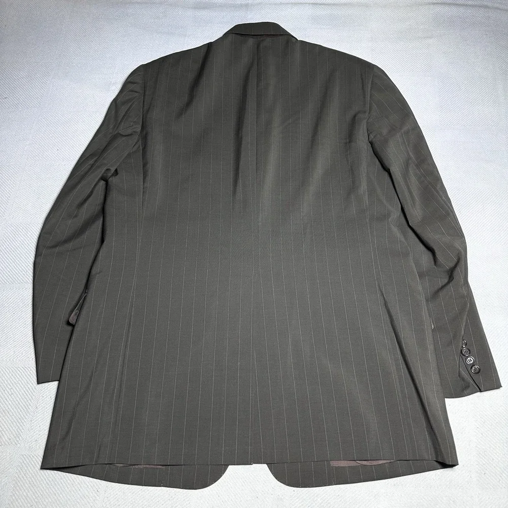 Vintage Oxxford Clothes Suit 44L 36x33 Wool Stripe‎ Unstructured Cuffed Pleated